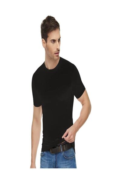 Tutku Elit Elite Black Men's Elastane Undershirt Tank Top-Black-Black