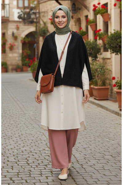 sefamerve Shoulder Shawl 1094-01 Black