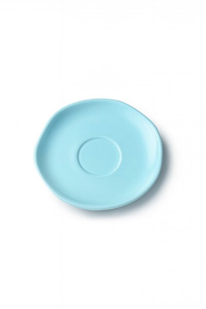 Çağ Seramik Açık Mavi Dalgalı Kenarlı 16 cm Kupalarımıza Uygun Tabak – El Yapımı Seramik