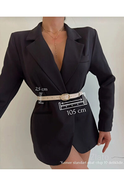 Zlato Femei Bej Oval Auriu Pantaloni pentru femei Jachetă Rochie Cămașă Curea