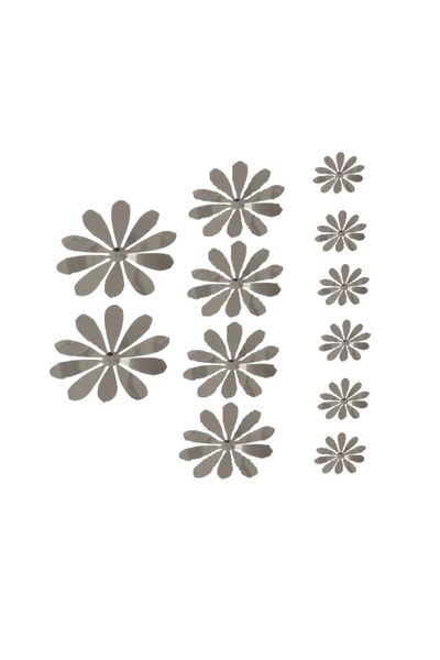Yash Set of 12 Acrylic Flowers for wall decoration or other surfaces, various sizes, silver color