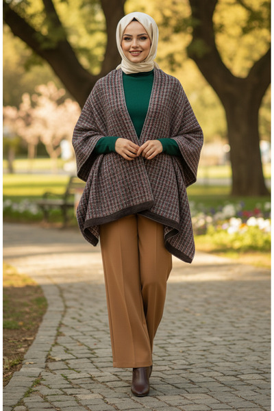 sefamerve Omuz Şal 1061-01 Koyu Vizon