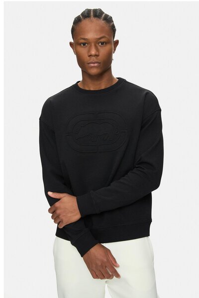 ecko unltd. Bowden Black Crew Neck Printed Loose Fit Men's Sweatshirt