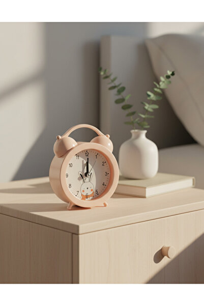REDTAG Beige Rabbit Print Mini Alarm Clock