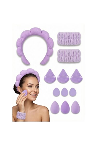 Mooniva Makeup Set 12 Pieces – Skincare Headband, Wristbands, Latex-Free Spon...