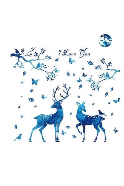 Yash Decorative wall sticker with deer, doe and trees for children's room, 14...