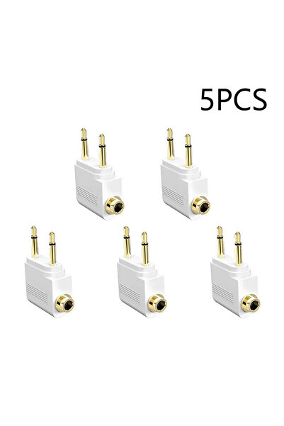 choice2 5 Pcs W XIKCU 1-5pcs/Lot Dual 3.5mm Plug Adaptor Jack Audio Headphone Converter Adapter for Airline