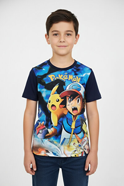 Vaxy Style تي شيرت للأولاد برقبة دائرية وقصة مريحة من القطن بوكيمون آش وبيكات...