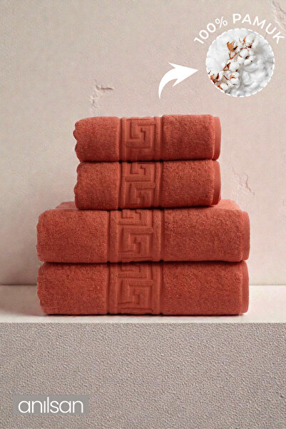 Anılsan 4-dijelni set grčkih peškira od 100% Pamuk - 2 ručnika za ruke 50x90 ...