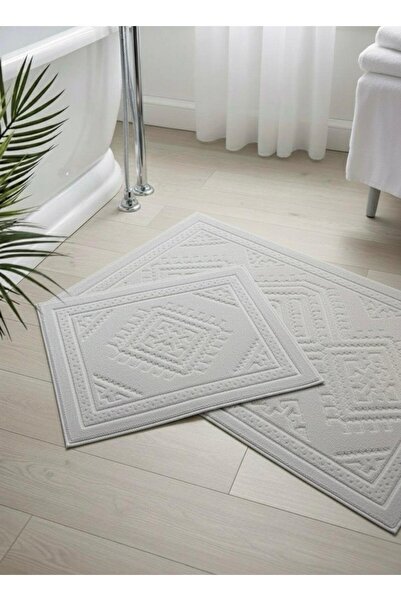 Thalia Home 100% Cotton Tufting Water Absorbent Soft Textured Bath Mat Set, Bathroom Carpet Set of 2 60X100 - 50X60