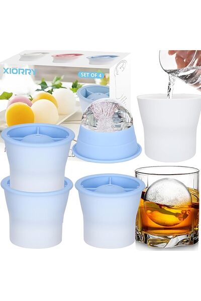 Arabest قوالب الثلج 4 قطع، صانعة قوالب الثلج على شكل كرة من السيليكون، قالب م...