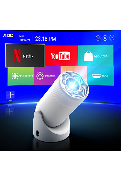 Aoc High-Performance Projector with 4K Support & Portable Design | Ideal for Travel-Friendly Setup