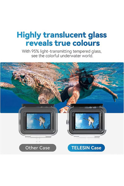 TELESIN 60M Waterproof Case for GoPro Hero 12-9 - Lens Coating + 6 Anti-Fog Sheets
