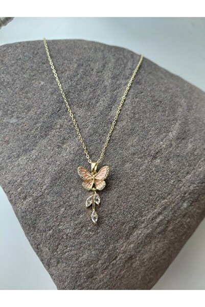 lavante butik kendini özel hisset قلادة فولاذية على شكل فراشة مرصعة بحجر الزركون