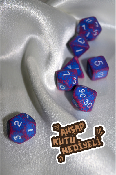 DiceLand Arcane Mavi El Yapımı DND Zar Seti – DiceLand, 7’li RPG Zarları + Ah...