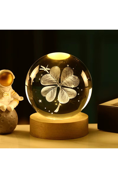 TeknoClass Dekor Kalp Yapraklı Çiçek Tasarımlı Yonca Desenli Ahşap Standlı ış...
