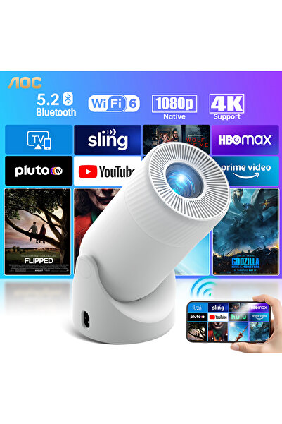 Aoc Compact Mini Projector | Auto Keystone Correction | 180° Rotation for Business