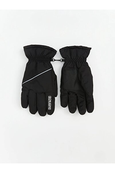 LC Waikiki LCW ACCESSORIES Siyah Yazı Baskılı Erkek Kar Eldiveni