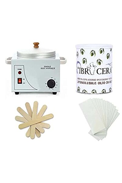 BLOOMING TIME مجموعة إزالة الشعر بالشمع كاملة مع سخان شمع واحد، شمع زيتون 600 مل، 100 قطعة من شرائط ورق الشمع
