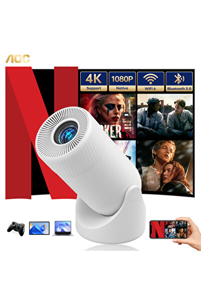 Aoc 4K Projector with WiFi | 180° Rotation | 220 ANSI Lumens for Outdoor Use