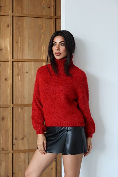 DONNA LISSA Women's Turtleneck Knit Detailed Sweater Dl82