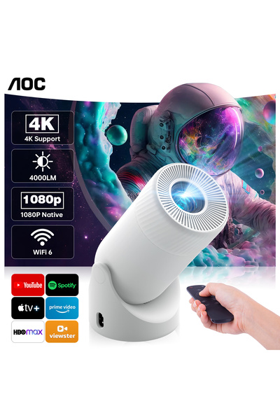 Aoc جهاز عرض محمول يدعم دقة 4K | 8000 لومن | مثالي للألعاب