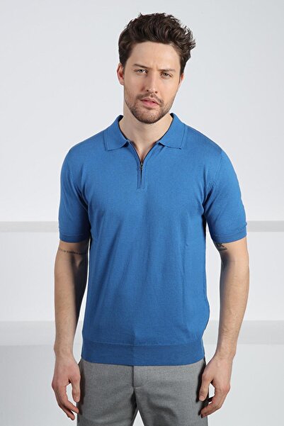 Ferraro Aviator Polo Neck Zippered Men's Cotton Knitwear T-Shirt