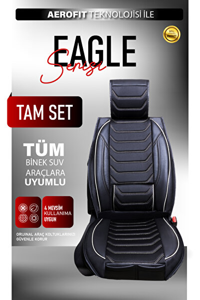 stiloto Eagle Series Leather-Jacquard Fabric Car Seat Cover – Anti-Sweat, Eas...