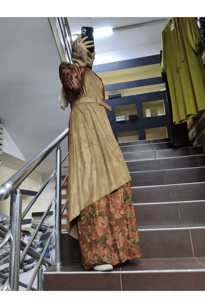 bonema Suede Paneled Print Dress