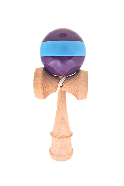 OEM Kendama Profesionala din Lemn cu bila mov lucioasa si dunga albastra 18 c...