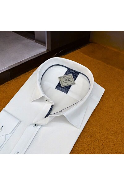 OwenLife Owen Life Honeycomb Fabric Slim Fit Pattern Shirt Collar Buttoned at...