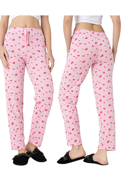 DONEX 3'lü Pamuklu İnce Nefes Alan Kumaş Kurdele Bel Detaylı Baskılı Cepsiz Kadın Pijama Altı