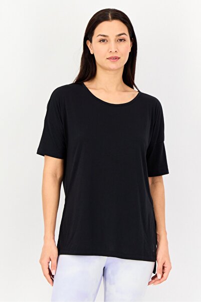 Nike Women Dri Fit Short Sleeve Plain Training Top, Black