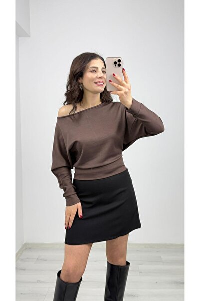 TUNAM BUTİK 2540 Shoulder Detail Blouse Brown