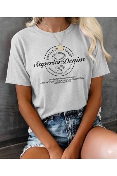 BW Bravely Wear Ανώτερο Τζιν Γυναικείο Κοντομάνικο Μπλουζάκι με Στάμπα