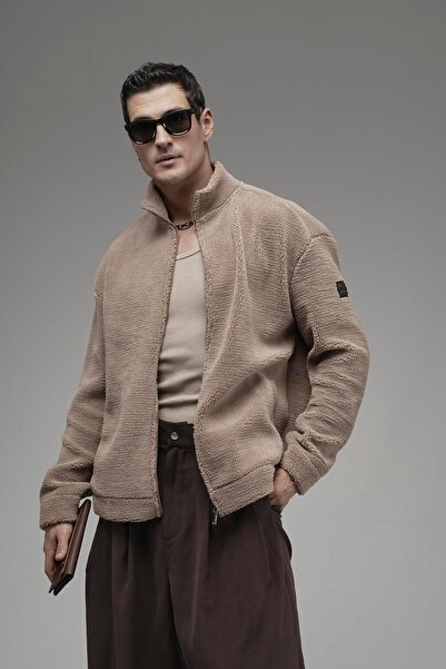 king brich Mock Neck Zipper Closure Logo Detailed Unisex Plush