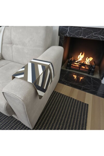 kapella DESENLİ KATLANABİLİR KOLTUK YANI SEHPASI 2Lİ ÇİZGİLİ