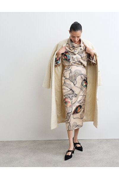 Marks & Spencer İpek Karışımlı Baskılı Midi Etek