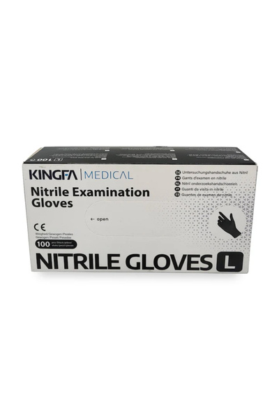 KINGFA Mănuși negre din nitril, fără pudră, mărimea L, 100 bucăți, durabile și rezistente la substanțe chimice