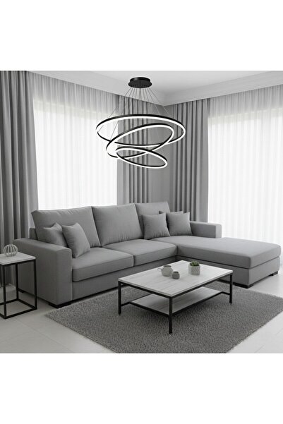 SUREAT ALTAYAAR ثريا LED مودرن بتصميم حلقات عصري أسود - 3 ألوان إضاءة قابلة للتعتيم والتحكم عن بعد