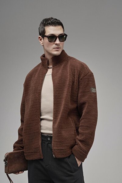 king brich Mock Neck Zipper Closure Logo Detailed Unisex Plush