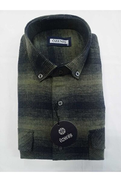 Özeniş Çift Cepli Kapaklı Kareli Kışlık Melanj Gömlek