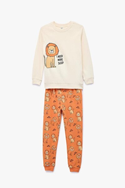 Koton Baby Boy Lion Printed 2-Piece Cotton Pajama Set