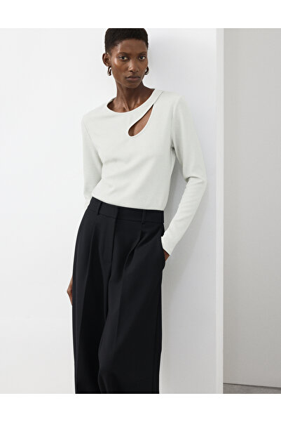 Marks & Spencer Jersey Parıltılı Yaka Detaylı Uzun Kollu Bluz