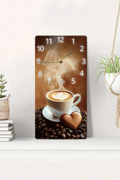kutuTR 3D Looking 2D Uv Printing Mdf Table Clock- 20X40 cm Coffee Themed-Dts010