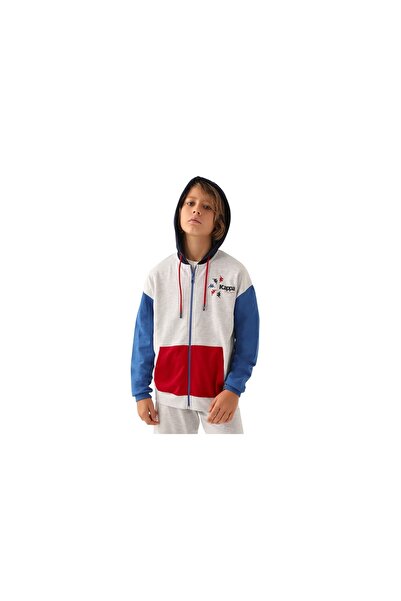 Kappa Authentic Clayton Boy's Gray Regular Fit Zippered Tracksuit Top