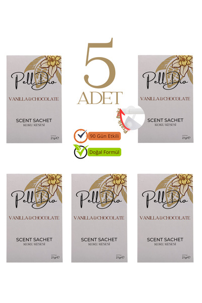 PellDio Home 5'li Vanilla Ayakkabılık Dolap Ve Çekmece Parfümlü Kese Kokusu O...