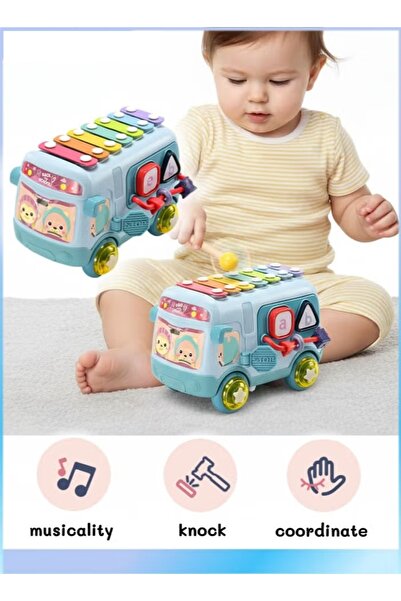 Generic Music Bus Toy Multifunctional Musical Toy Baby Sensory Toy 2 In 1 Piano Keyboard Set Educational Toy