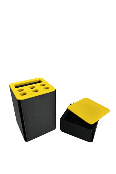 DECORADI 3D desk organizer with writing pad + box, yellow/black, PLA