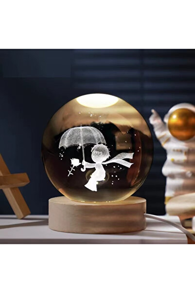 TeknoClass 3D Tasarımlı Usbli Işıklı Cam Küre Şemsiyeli Çocuk Kristal Cam Küre